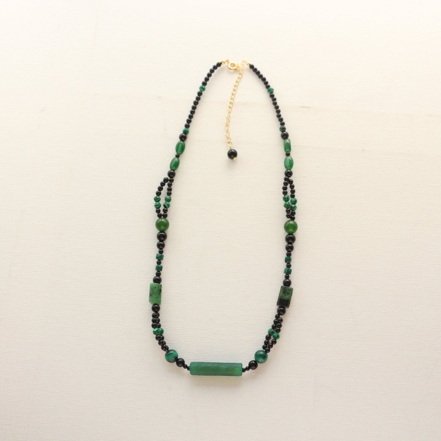 Jekira Black & Green Agate Necklace and Red & Black Agate Bead Necklace