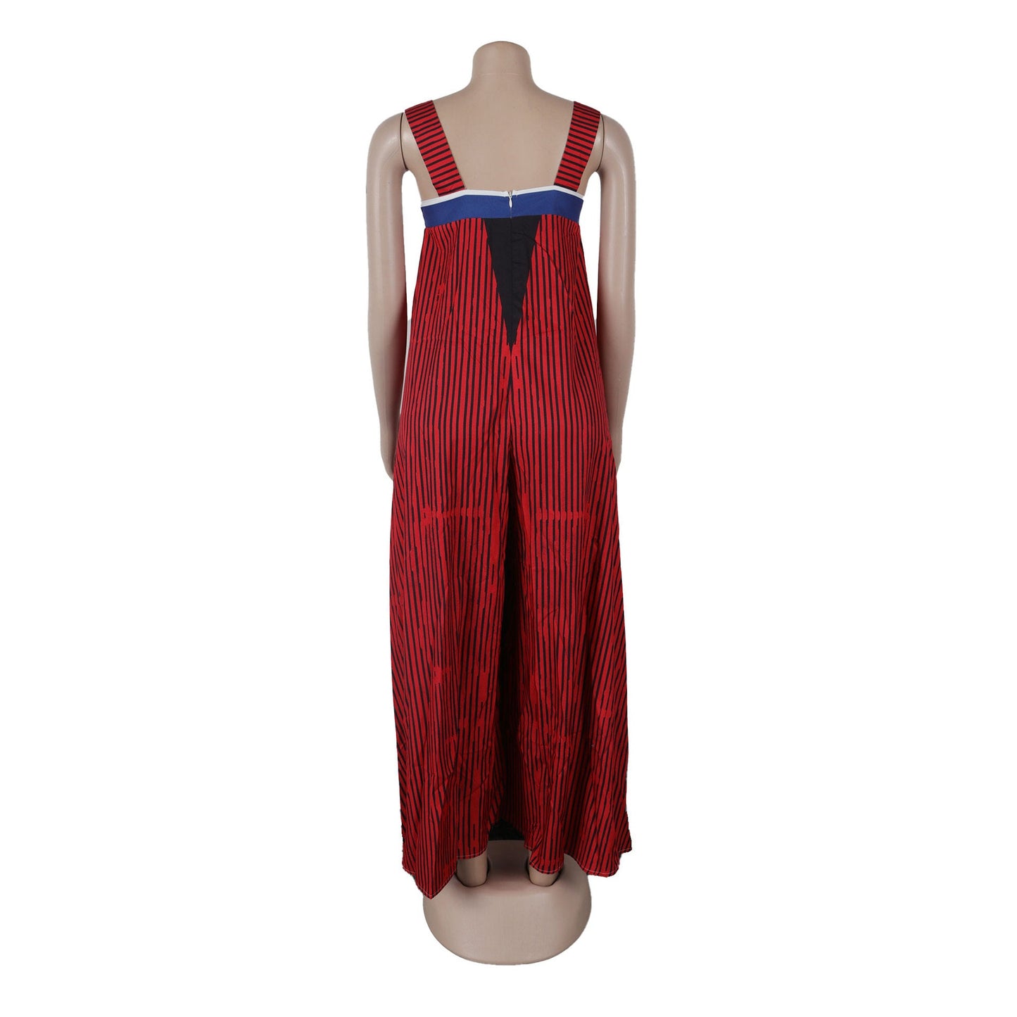 CM.YAYA Women Striped Wide Leg Straight Strap Tank Wide Leg Haren Sleeveless Jumpsuit 2024 Street Playsuit One Piece Suit Romper