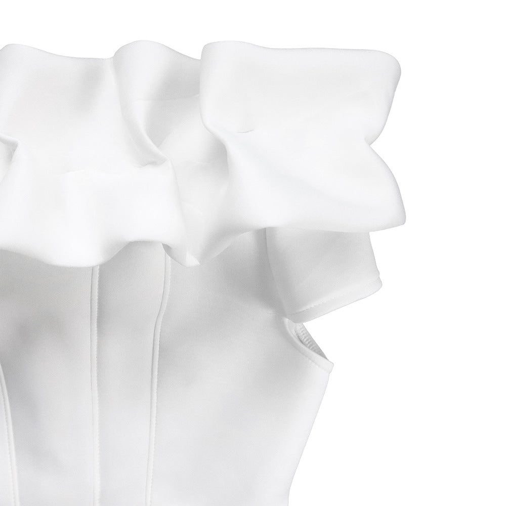 Elegant Women Long Evening Dresses Ruched Off Shoulder Slim Bodycon Mermiad White Dress Formal Party Wedding Guest Gown