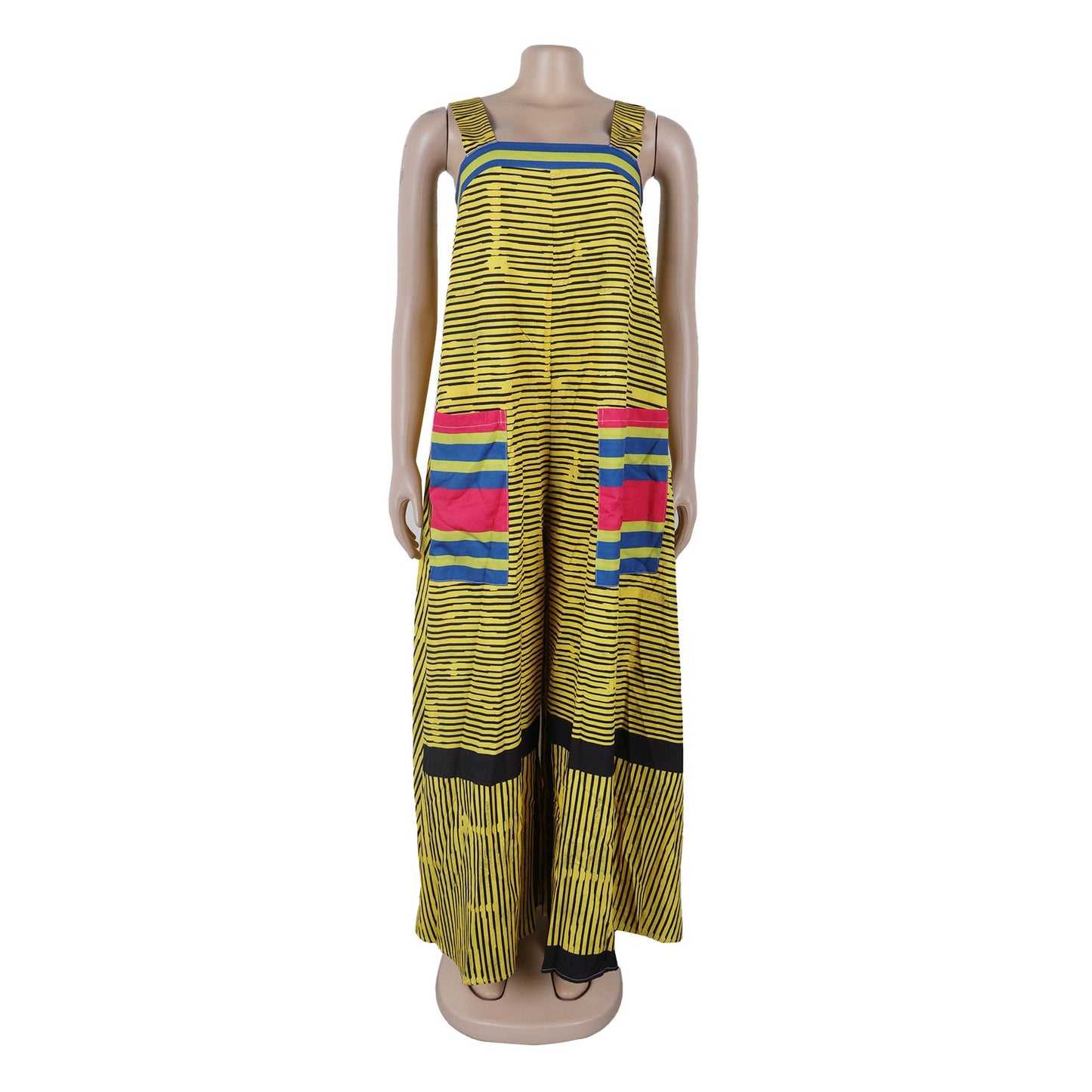 CM.YAYA Women Striped Wide Leg Straight Strap Tank Wide Leg Haren Sleeveless Jumpsuit 2024 Street Playsuit One Piece Suit Romper