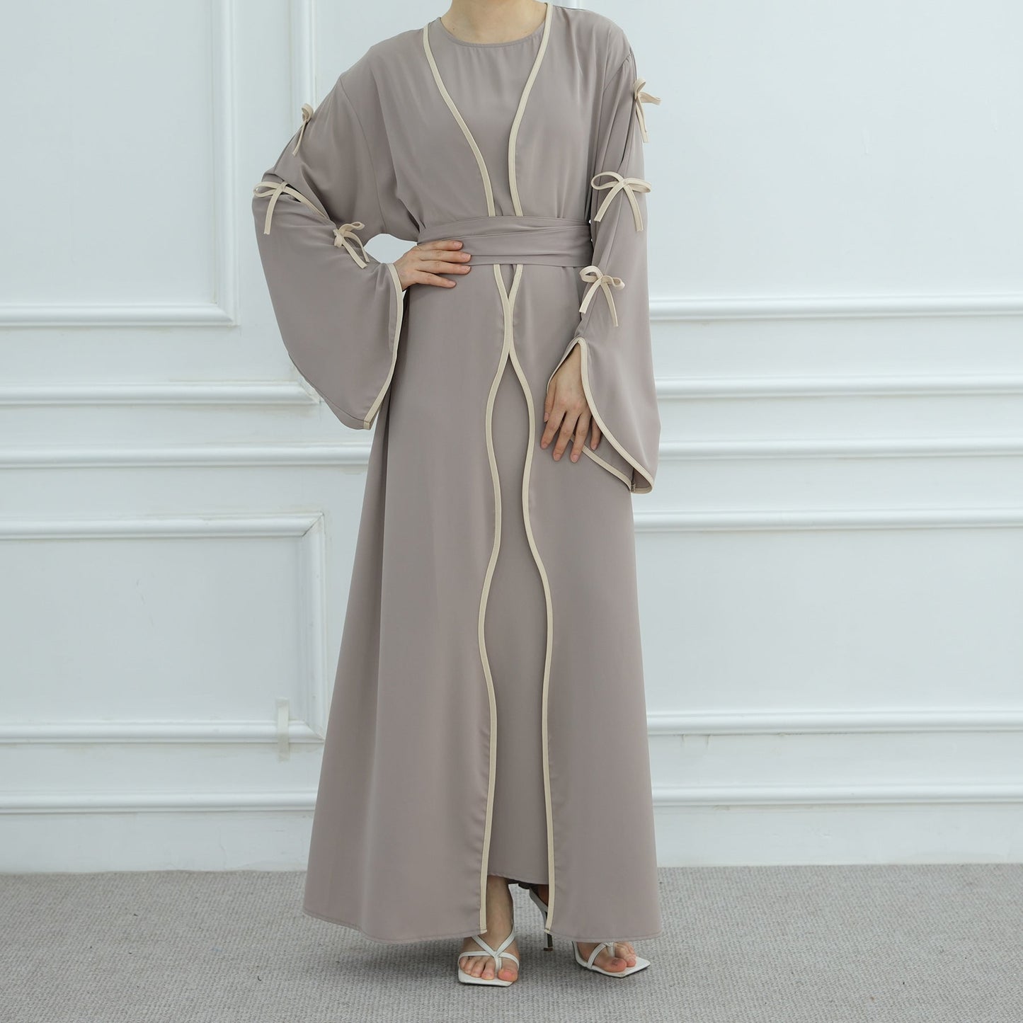 Elegant Bow Abaya Suit with Inner Top - Premium Modest Fashion