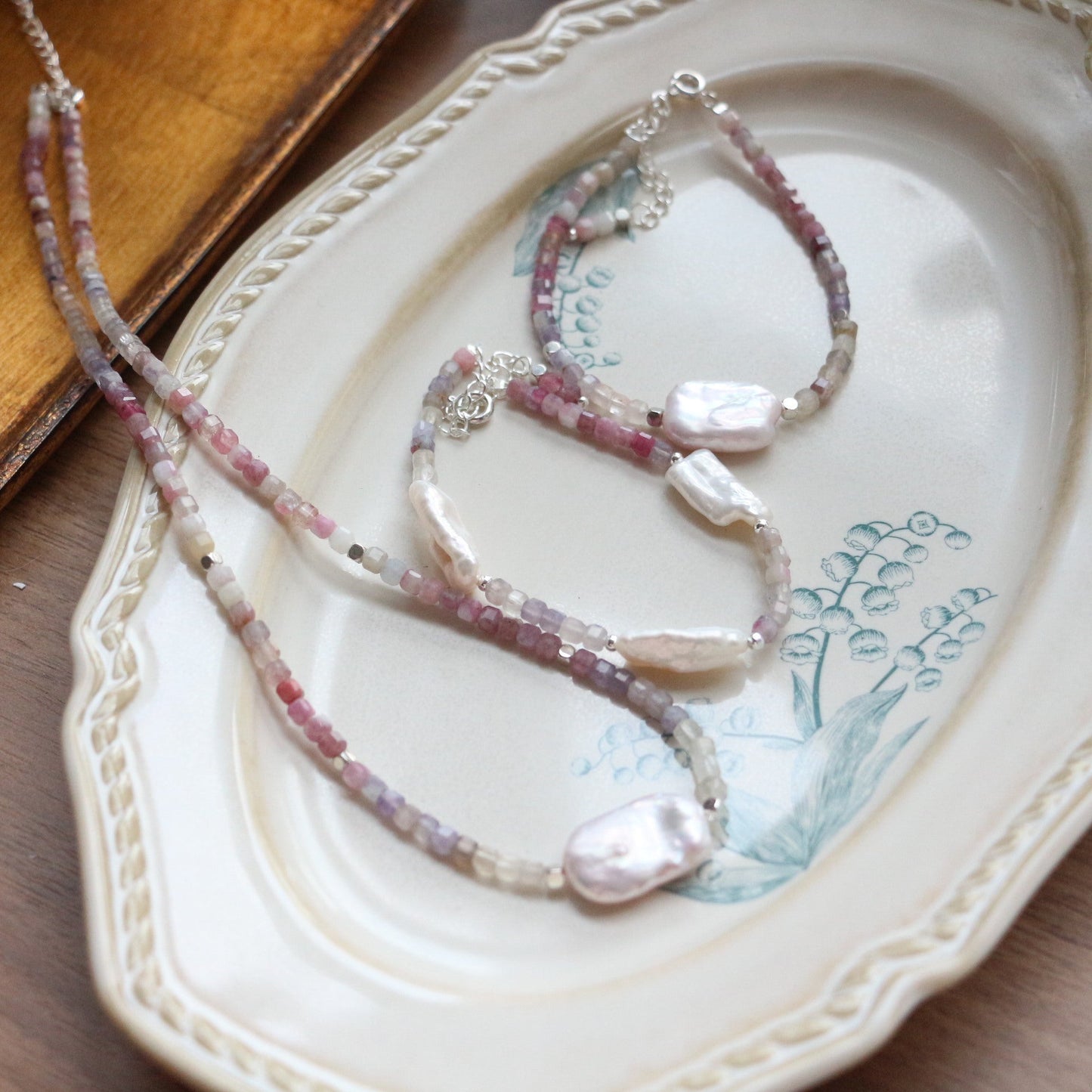 JEKIRA Blush Rose Quartz & Baroque Pearl Trio Set