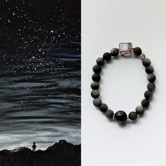 JEKIRA Obsidian Moon & Crystal Square Bracelet
