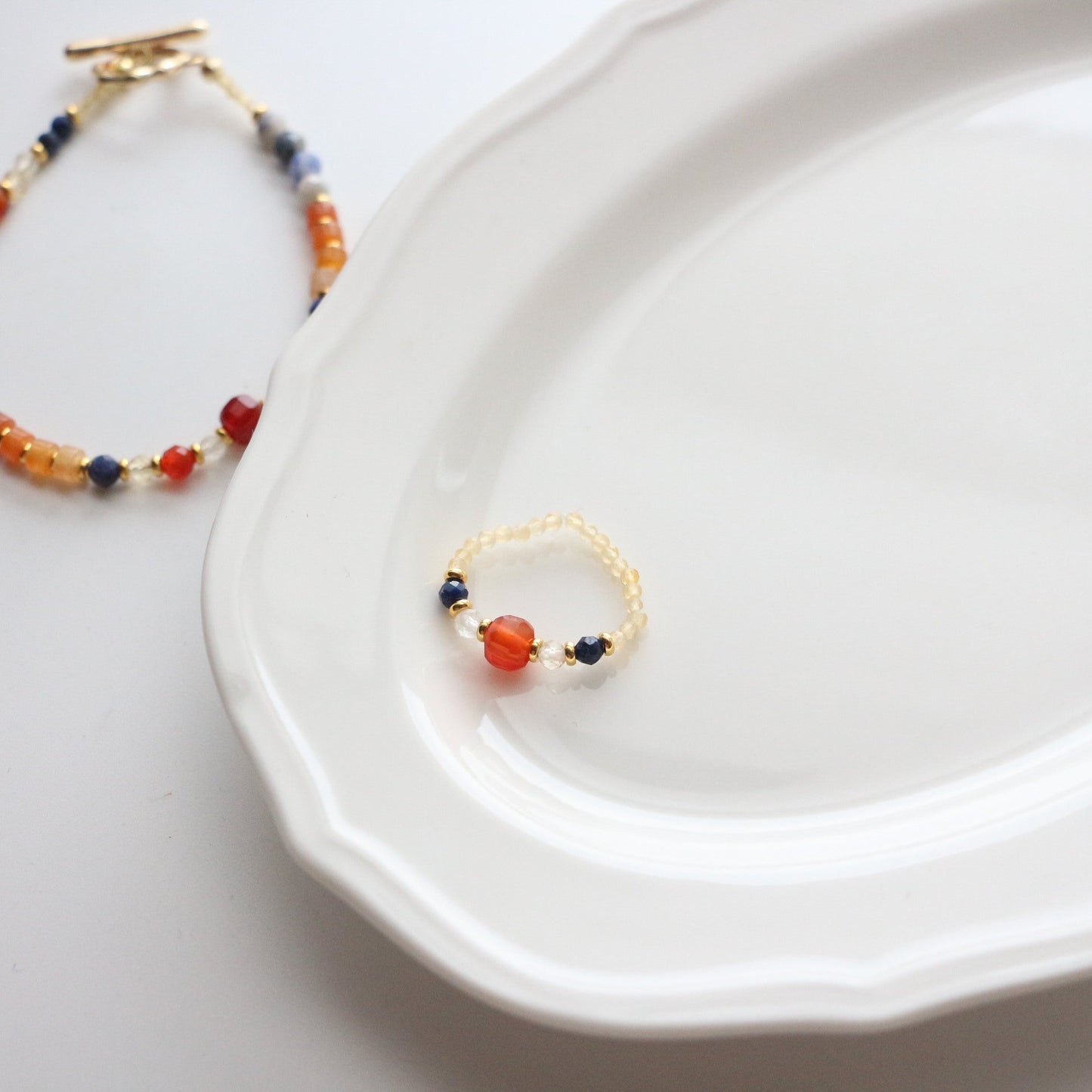 Jekira Lapis Lazuli & Gemstone Jewelry Set – Layered Necklace, Bracelet, Earrings & Rings