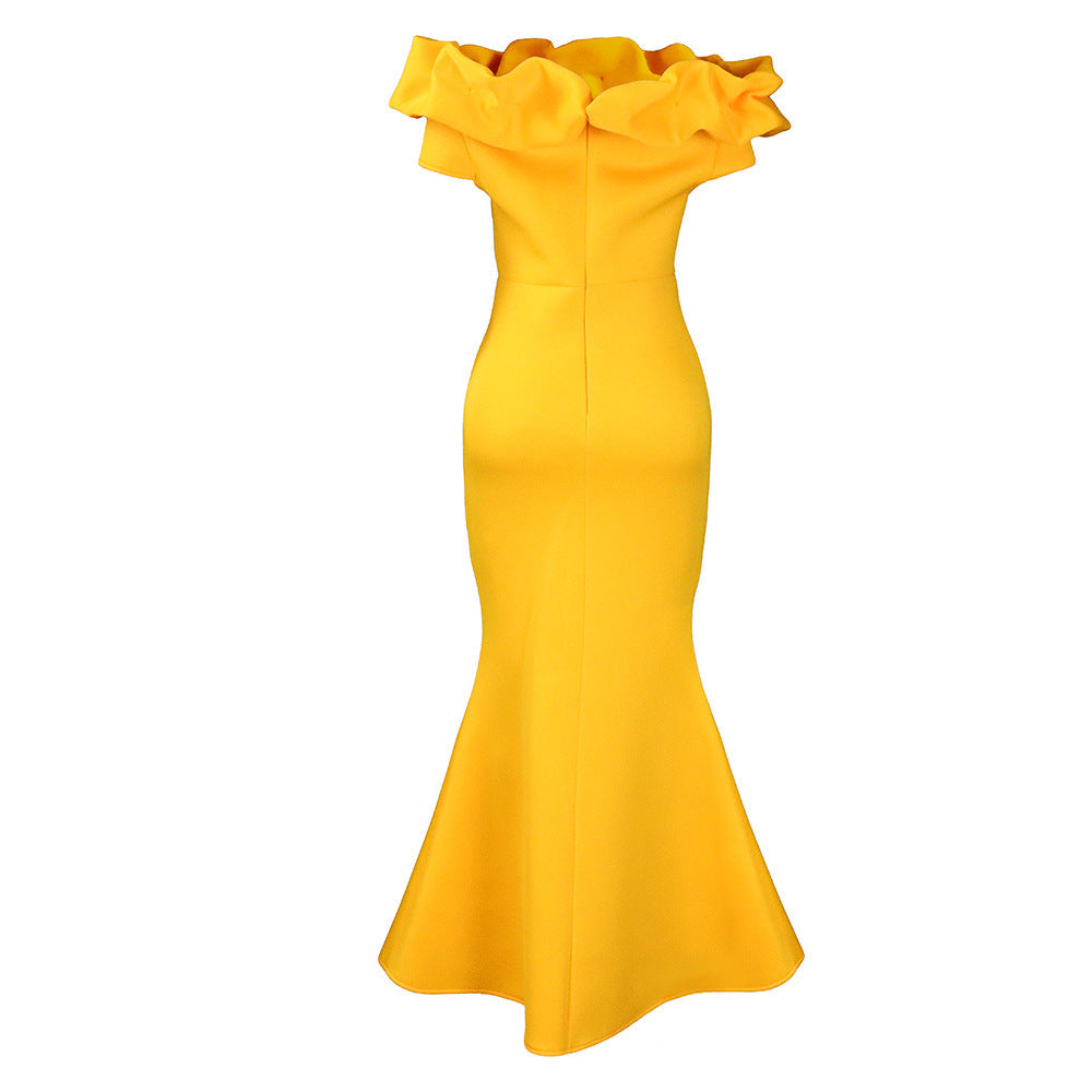 Elegant Women Long Evening Dresses Ruched Off Shoulder Slim Bodycon Mermiad White Dress Formal Party Wedding Guest Gown