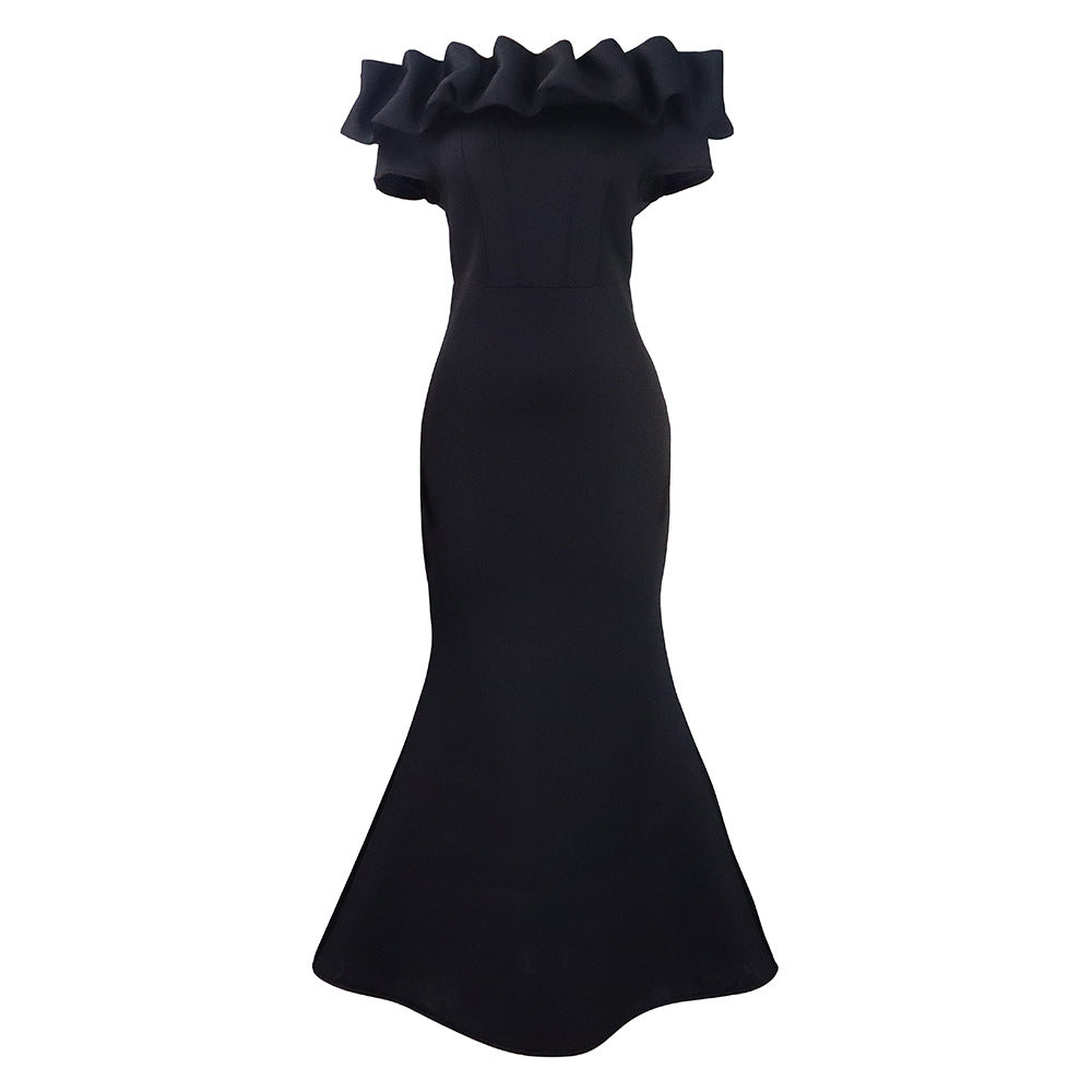Elegant Women Long Evening Dresses Ruched Off Shoulder Slim Bodycon Mermiad White Dress Formal Party Wedding Guest Gown