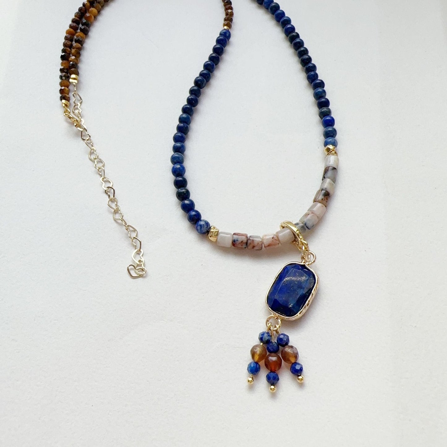 JEKIRA Lapis Lazuli & Tiger Eye Pendant Necklace