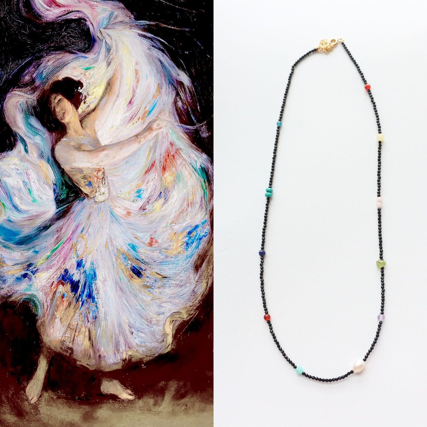 Jekira Black Crystal & Multigem Necklace