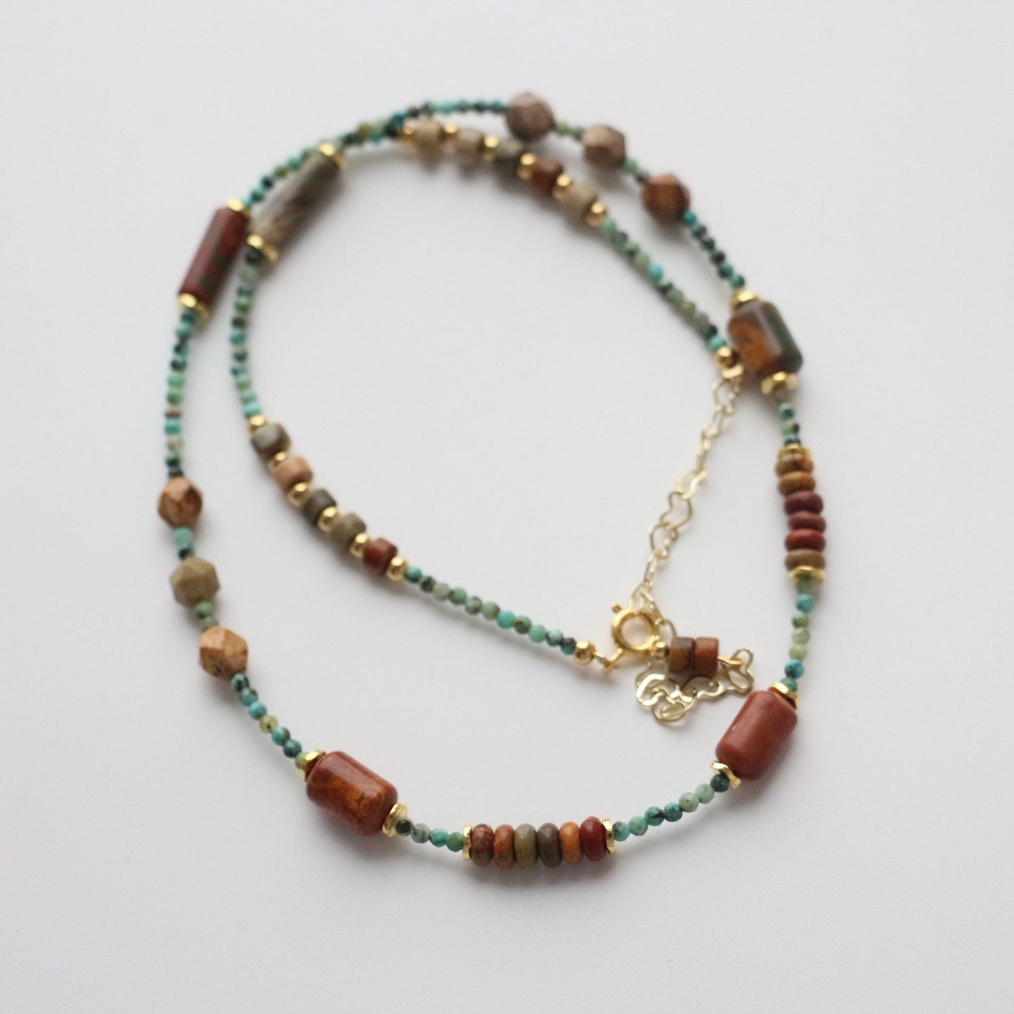 JEKIRA Natural Turquoise & Red Stone Necklace