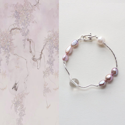 JEKIRA Lavender Pearl & Crystal Bracelet Duo