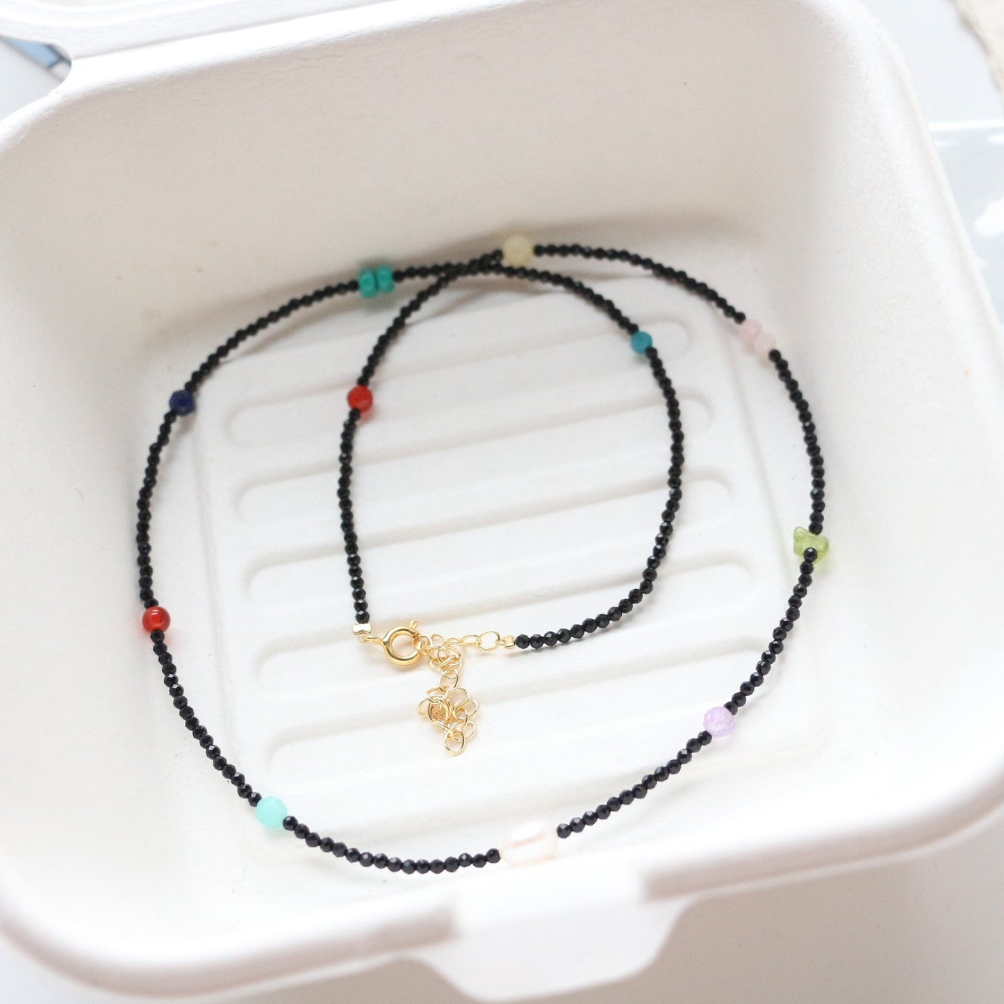 Jekira Black Crystal & Multigem Necklace