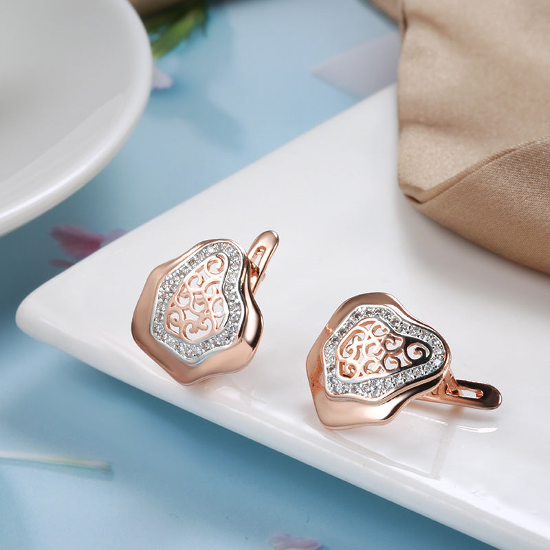 Geometry Pattern Hollow Carved Two-tone Earrings