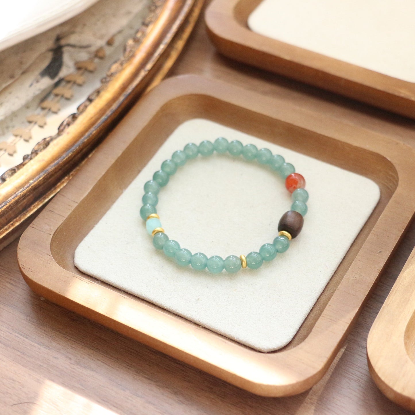 Jekira Red Sandalwood & Amazonite Bead Bracelet