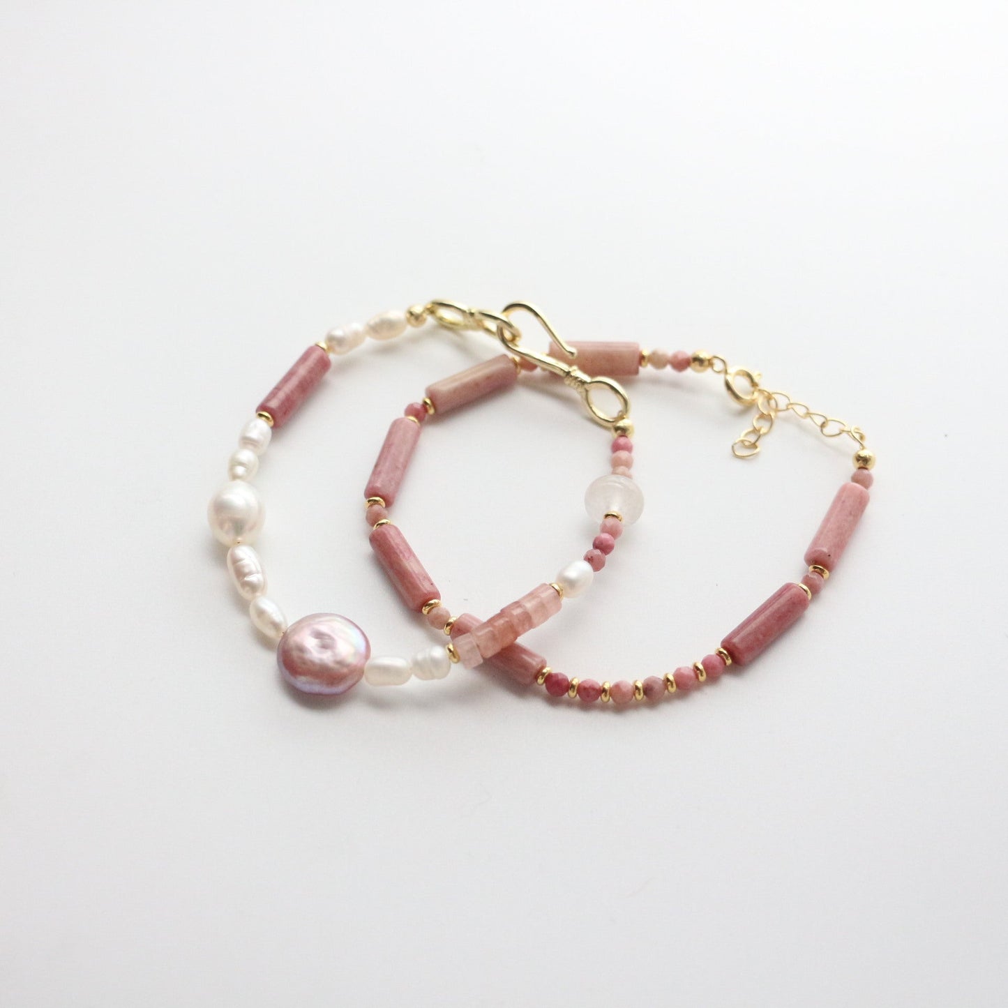 Jekira 6-Piece Rhodonite & Baroque Pearl Set