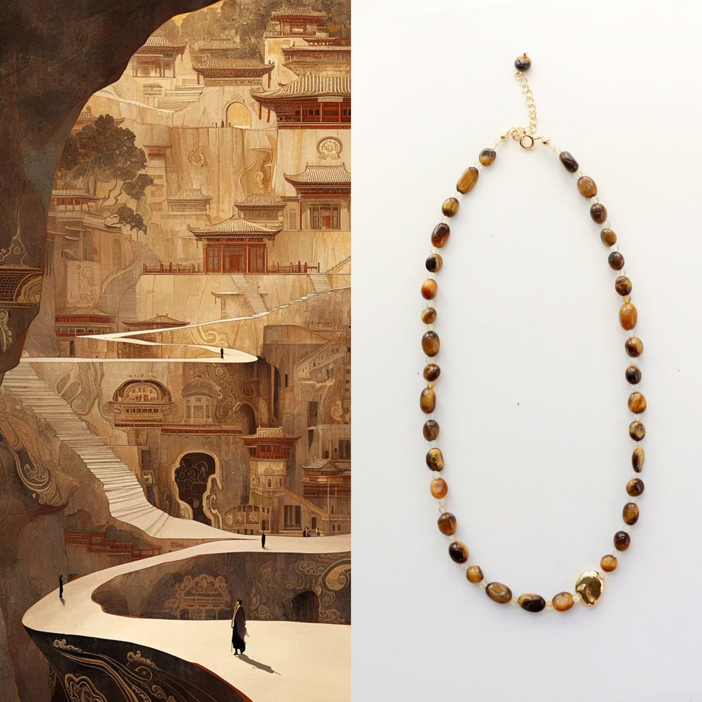 Jekira Tiger’s Eye & Citrine Couple’s Necklace Set