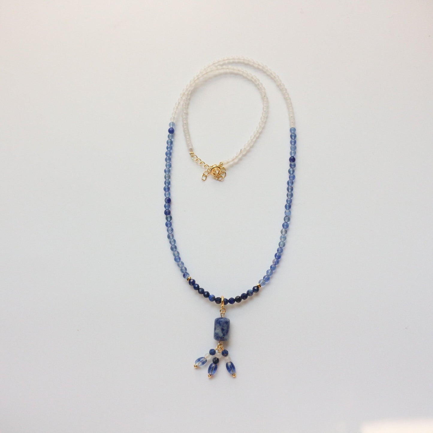 Jekira Blue & White Gemstone Beaded Necklace with Removable Pendant