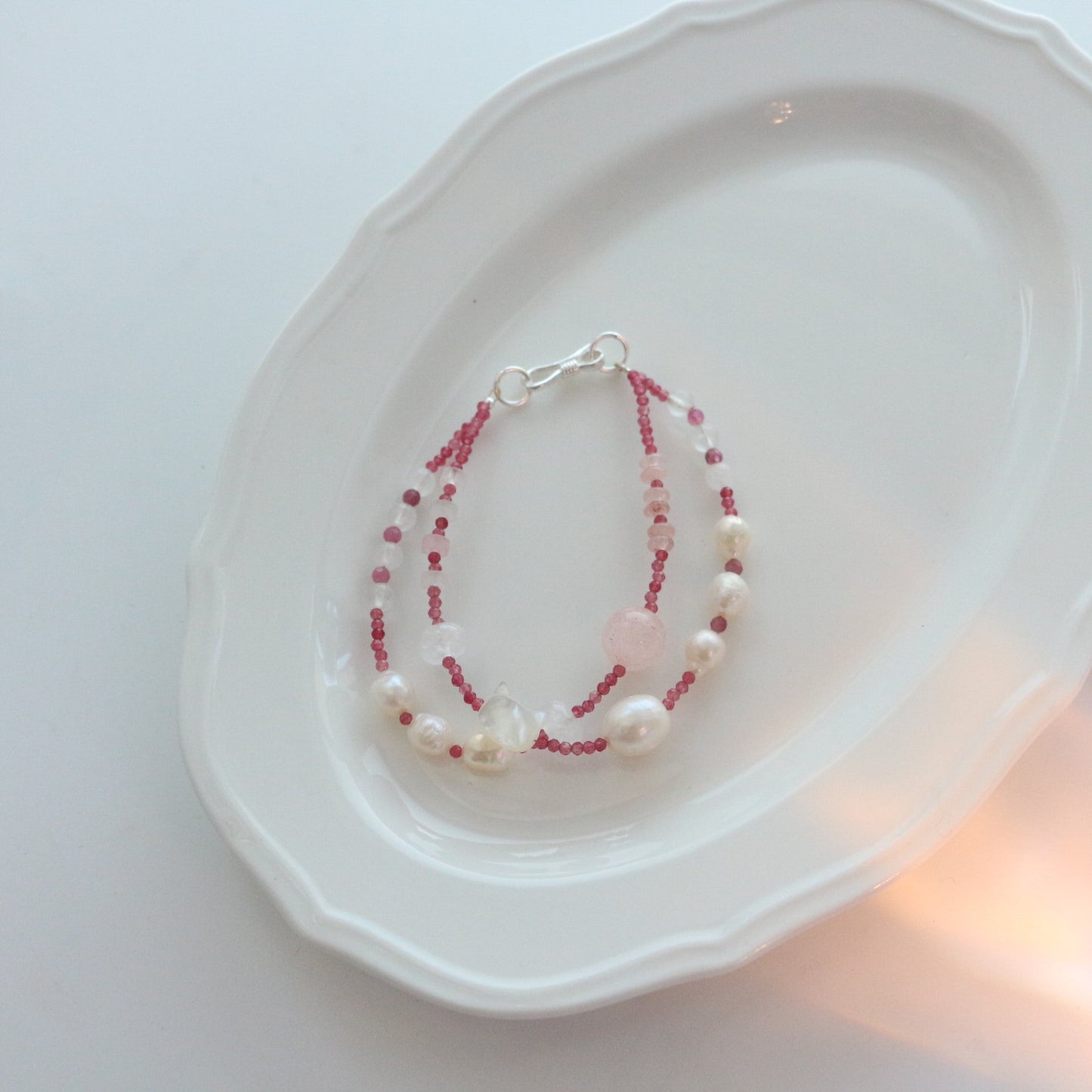 Jekira Pink Tourmaline & Pearl Jewelry Set
