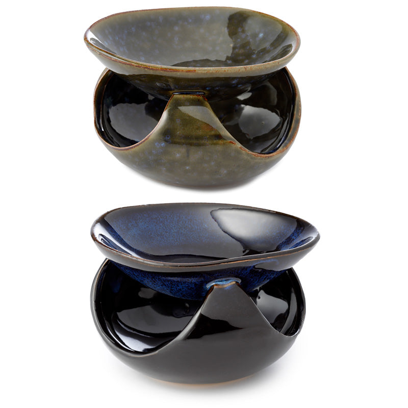 Abstract Dark Mottled Ceramic Oil Burner
