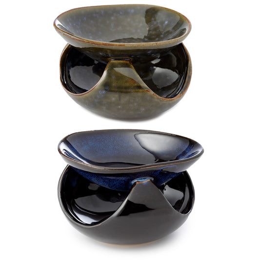 Abstract Dark Mottled Ceramic Oil Burner