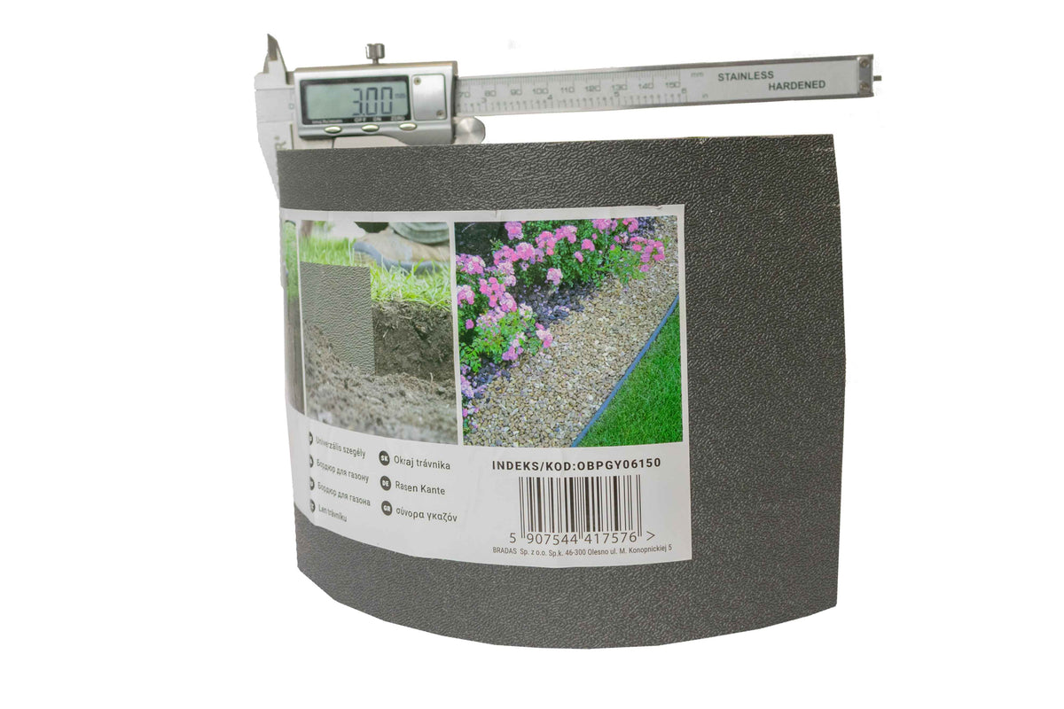Heavy Duty Lawn Border Edging, 6m x 15cm, Gray