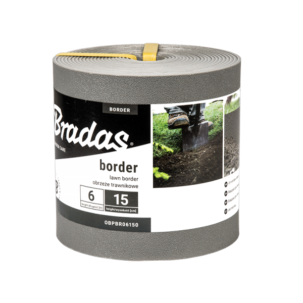 Heavy Duty Lawn Border Edging, 6m x 15cm, Gray
