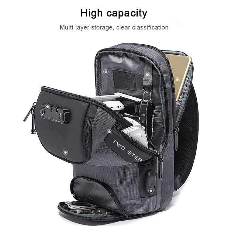 BANGE Men Security USB Chest Bag Portable Outdoor Shoulder Bag(Grey)