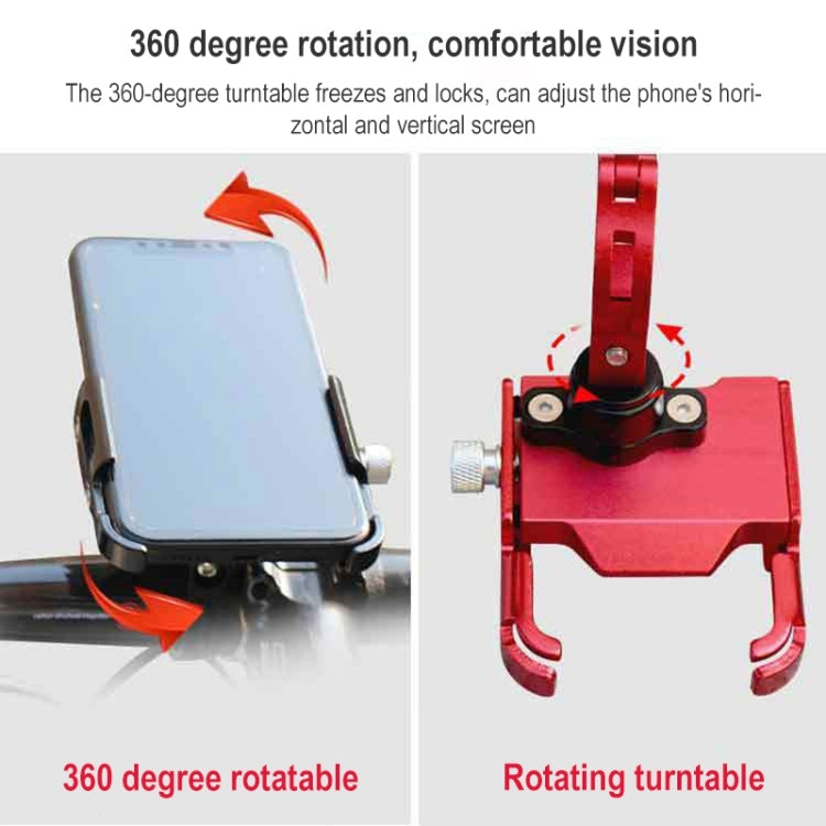 BIKERSAY MP008 Bike Motorcycle Aluminum Alloy Phone Holder Handlebar Clips (Red)