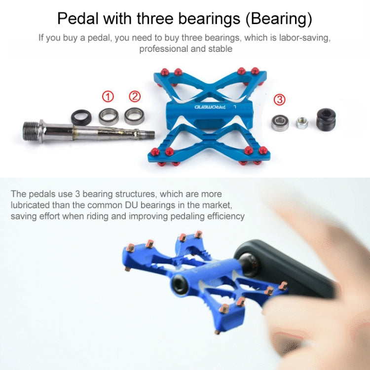PROMEND PD-M56 1 Pair Mountain Bicycle Aluminum Alloy 3-Bearings Pedals (Gold)