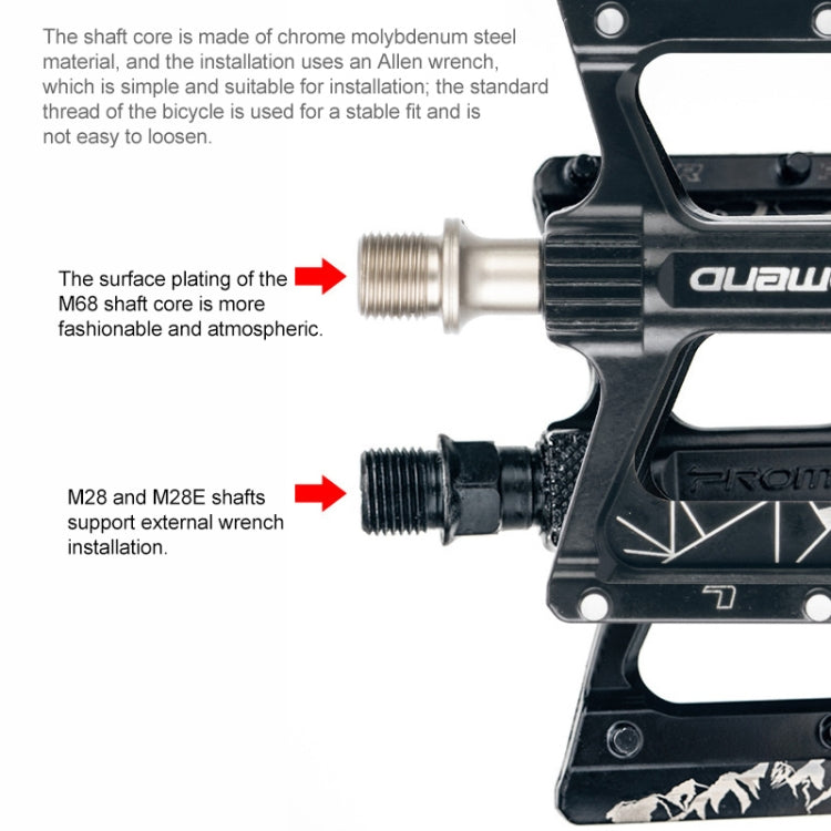 PROMEND PD-M28 1 Pair Bicycle Aluminum Alloy DU Bearings Pedals