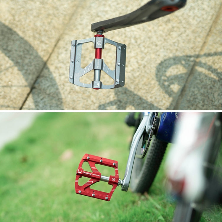PROMEND PD-M88 1 Pair Mountain Bicycle Aluminum Alloy 3-Bearings Pedals (Red)