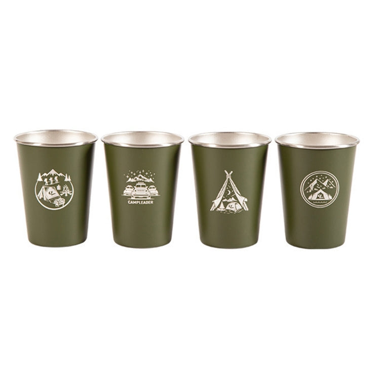 4pcs Outdoor Camping Folding Stainless Steel Water Cup Set (Army Green)
