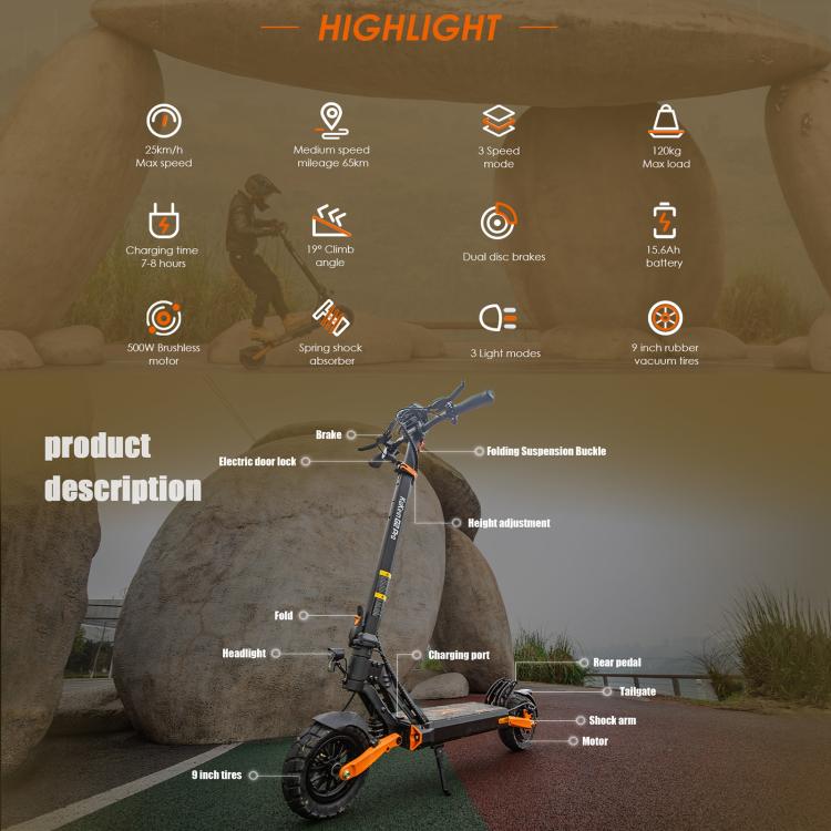 [EU Warehouse] Kukirin G2 Pro VMP 500W Three-speed Folding Electric Offroad Scooter with 9 inch Vacuum Tires