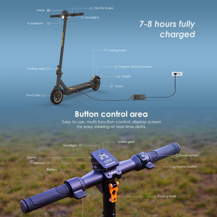 [EU Warehouse] Kukirin S1 Max 350W Three-speed Folding Electric Offroad Scooter with 8 inch Honeycomb Tires