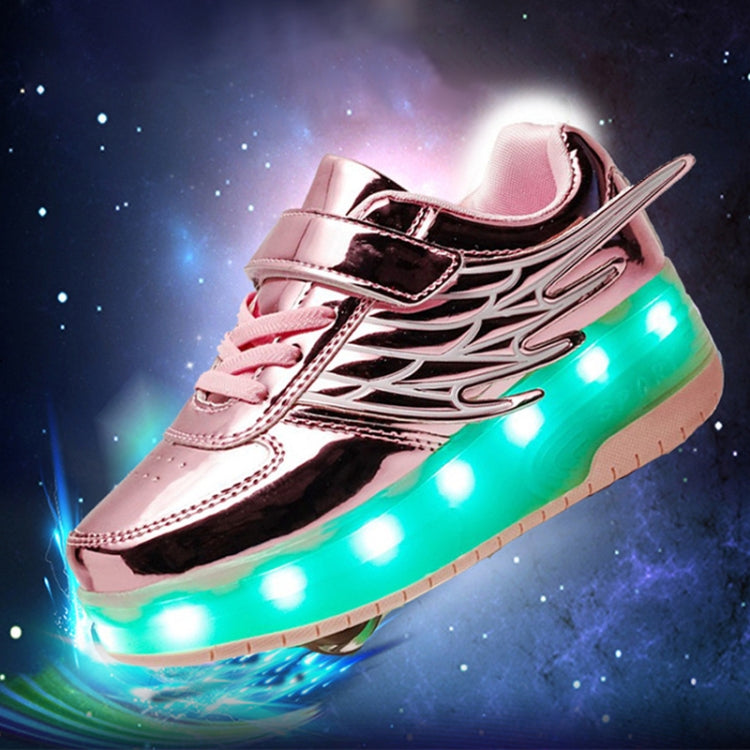 CD03 LED Double Wheel Wing Roller Skating Shoes, Size : 40, Size : 40 (Black), Size : 40 (Pink), Size : 40 (Gold), 40 (Silver)