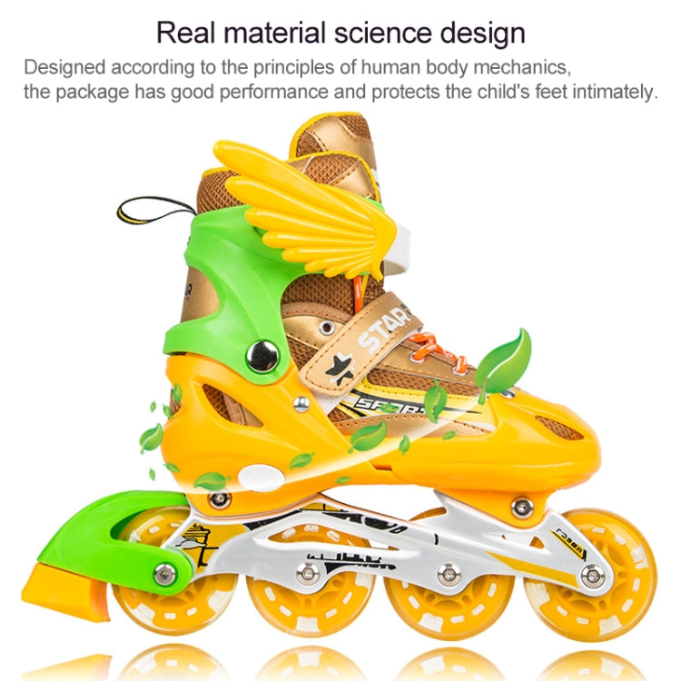 Adjustable Children Full Flash Single Four-wheel Roller Skates Skating Shoes Set, Size : S, Size : S (Gold), Size : S (Blue), Size : S (Red), Size : S (Pink)