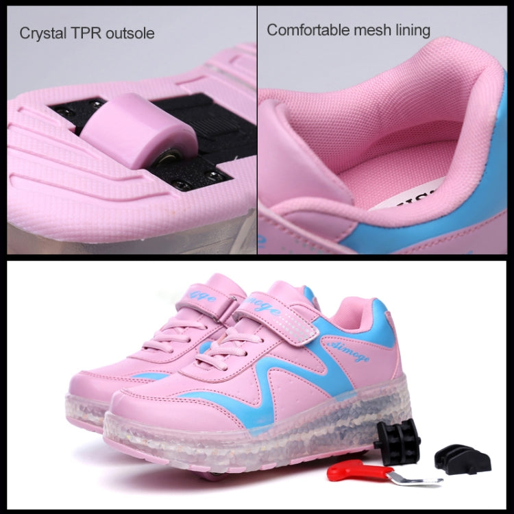 786 LED Light Ultra Light Rechargeable Double Wheel Roller Skating Shoes Sport Shoes, Size : 27, Size : 27