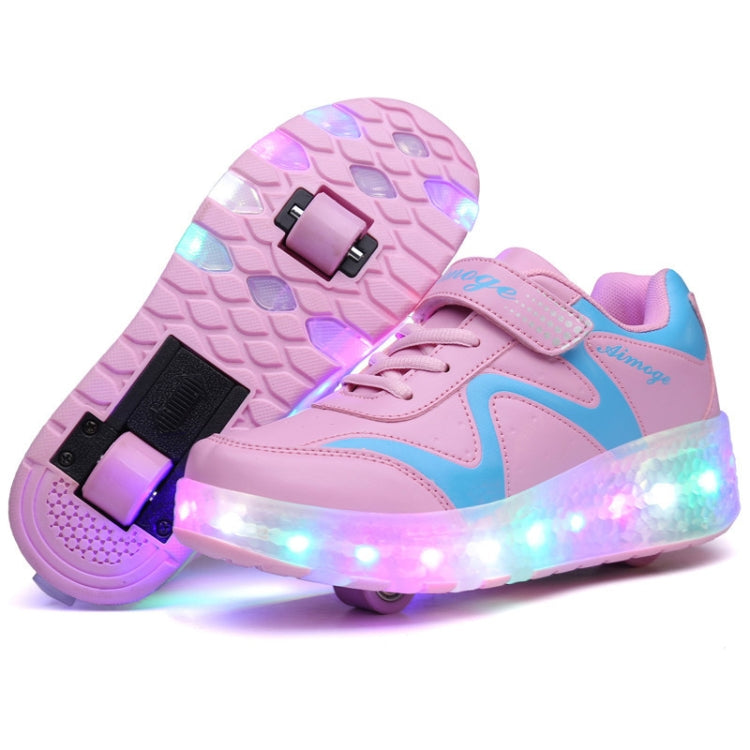 786 LED Light Ultra Light Rechargeable Double Wheel Roller Skating Shoes Sport Shoes, Size : 29, Size : 29