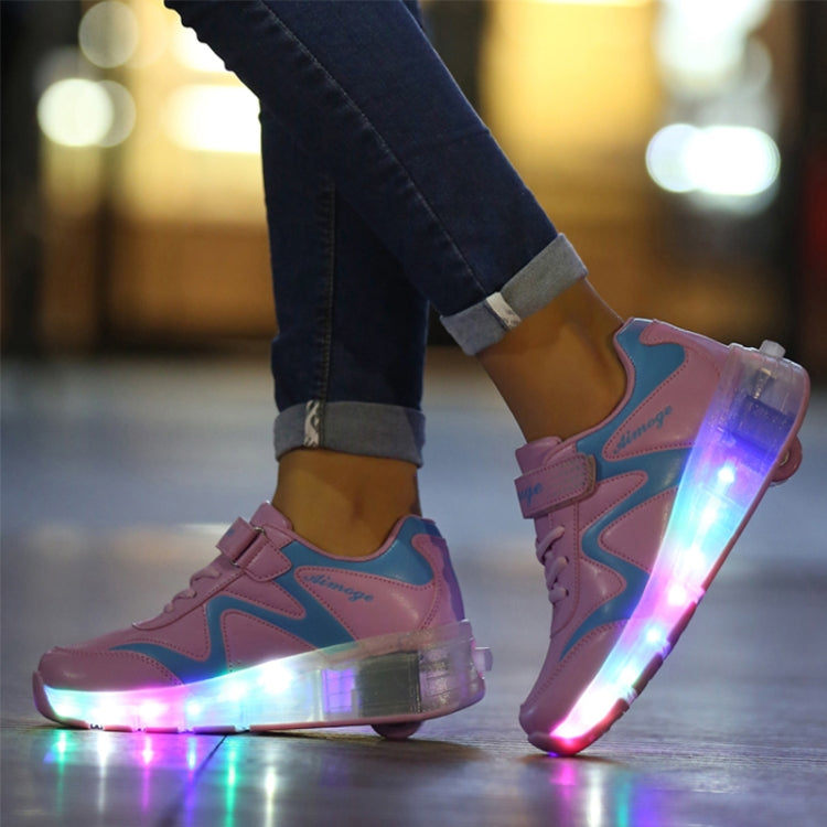 786 LED Light Ultra Light Rechargeable Double Wheel Roller Skating Shoes Sport Shoes, Size : 35, Size : 35