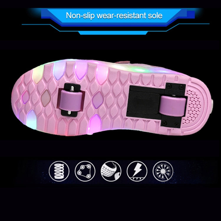 WS01 LED Light Ultra Light Mesh Surface Rechargeable Double Wheel Roller Skating Shoes Sport Shoes, Size : 28, Size : 28