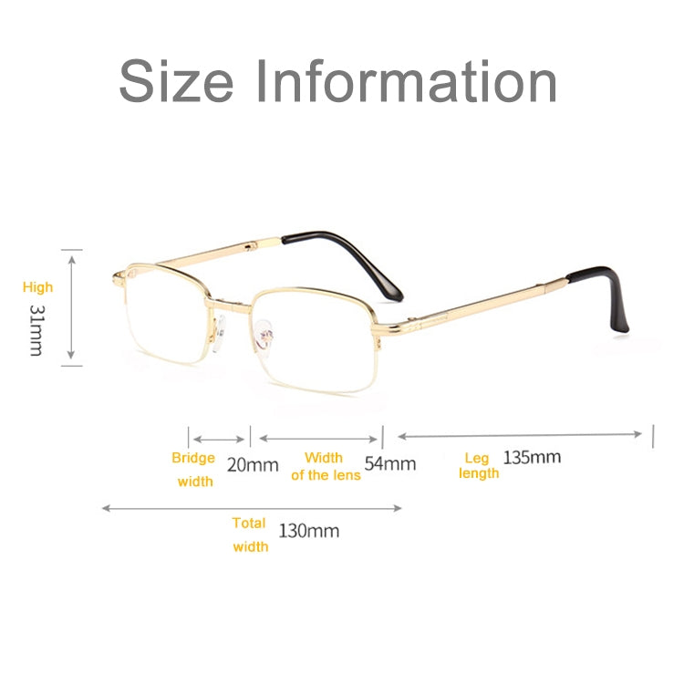 Folding Anti Blue-ray Presbyopic Reading Glasses with Case & Cleaning Cloth, +2.00D, +2.00D