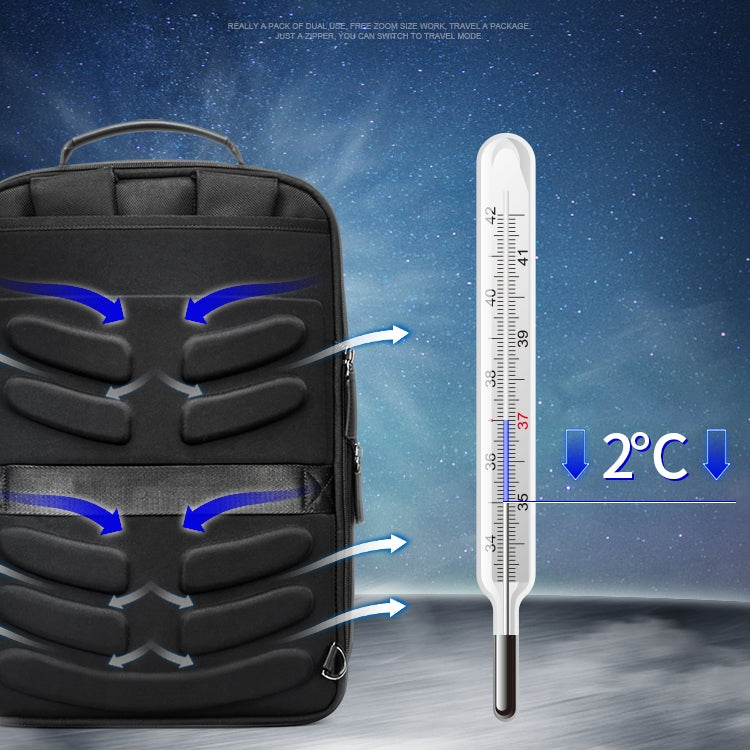 Bopai 751-006551 Large Capacity Business Casual Breathable Laptop Backpack with External USB Interface, Size: 30 x 12 x 44cm, 751-006551