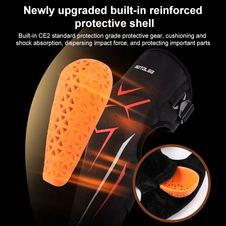 MOTOLSG 2 in 1 Knee Pads Motorcycle Bicycle Riding Warm Fleece Soft Protective Gear with CE Protector (Black Red)