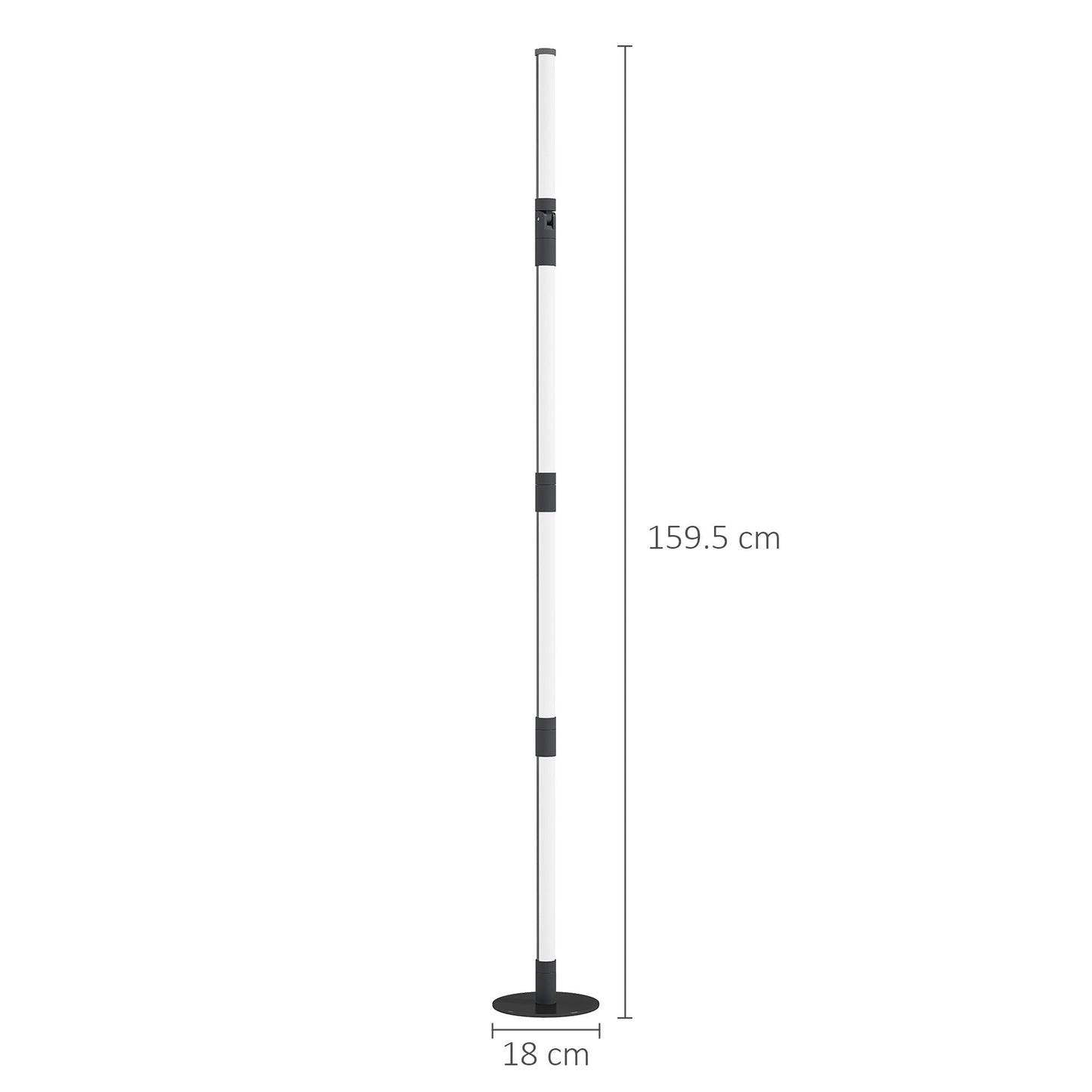 HOMCOM LED Floor Lamp, Corner Floor Lamp with App & Remote Control Dark Grey