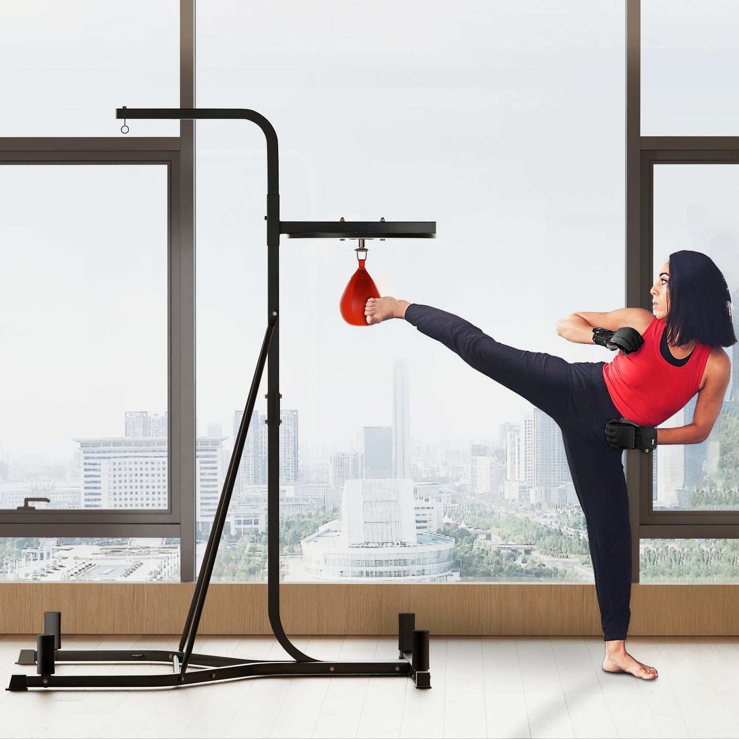 HOMCOM Free-Standing Speed Bag Platform, Adjustable Boxing Punch Bag, Black