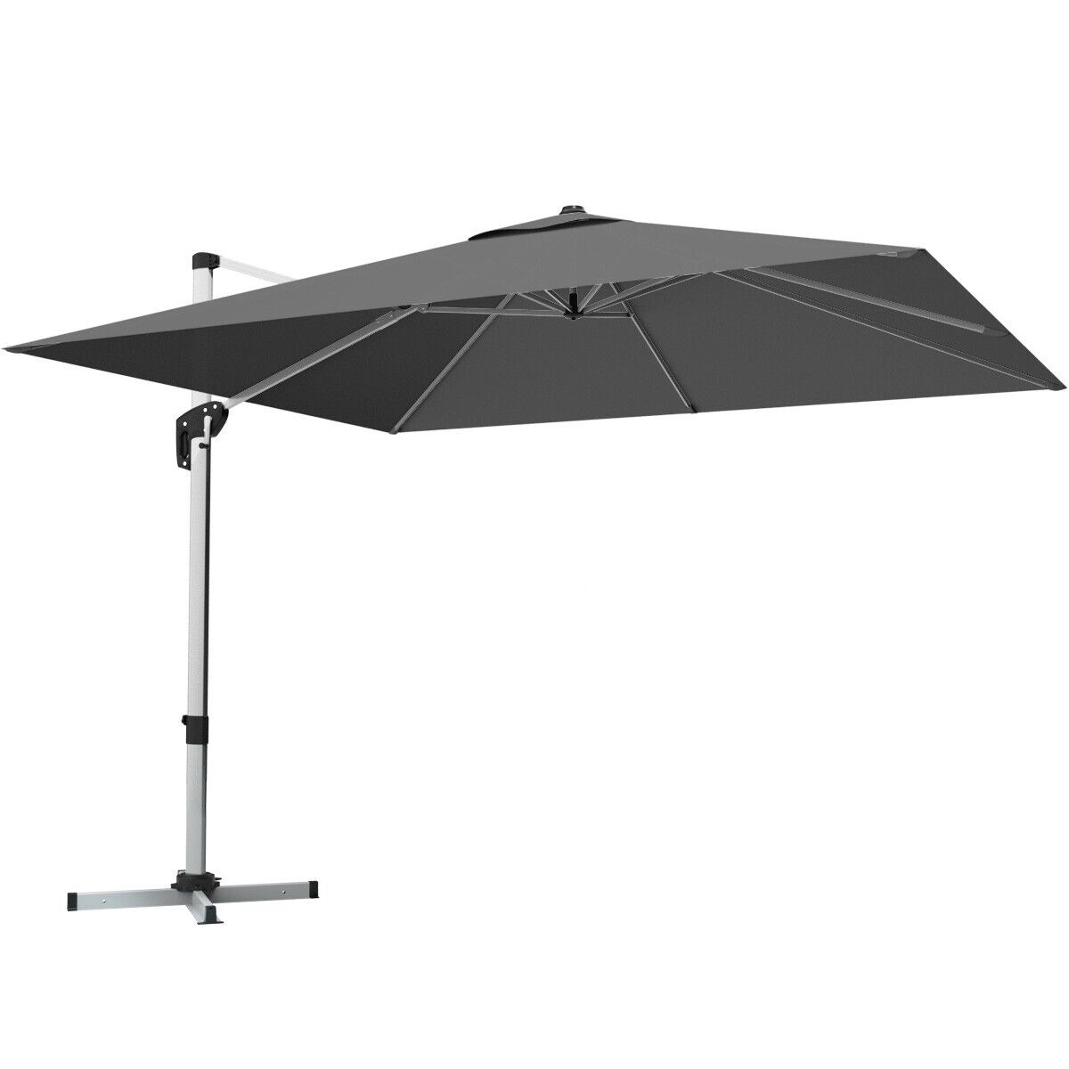 3m Cantilever Garden Parasol with Tilted Design and 360° Rotation-Beige