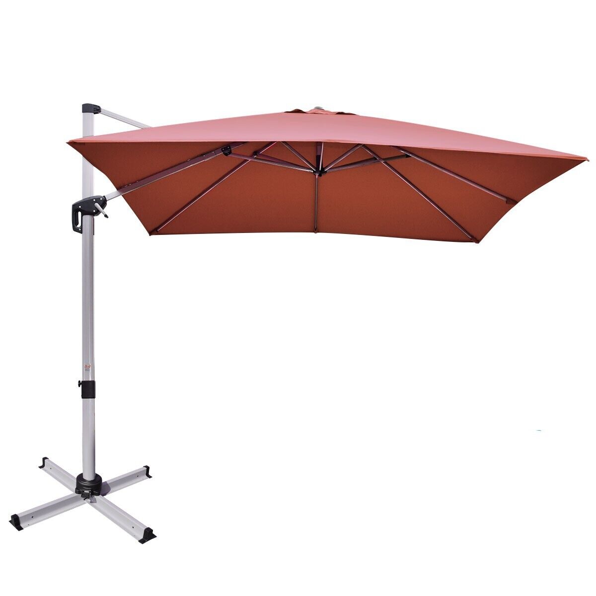3m Cantilever Garden Parasol with Tilted Design and 360° Rotation-Beige