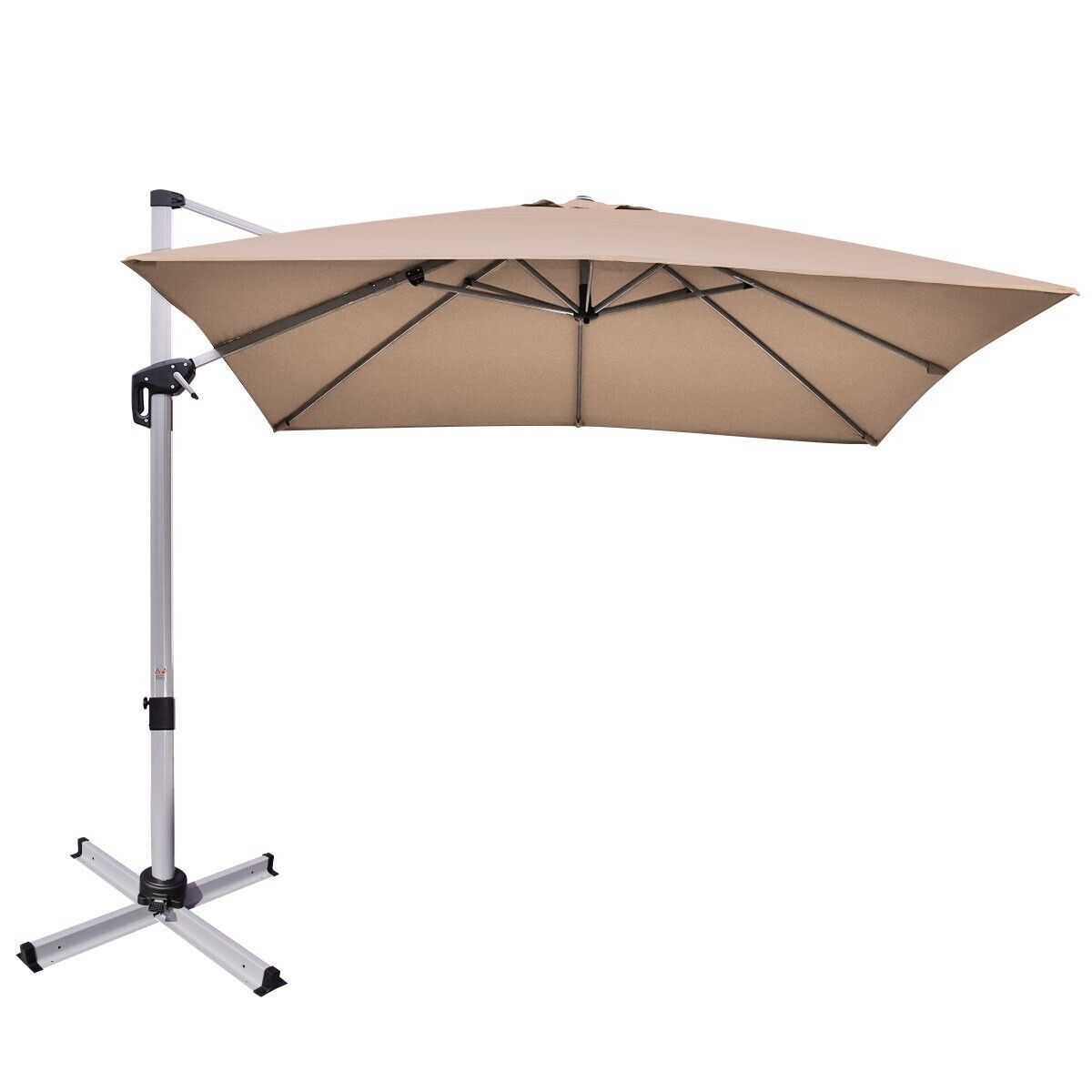 3m Cantilever Garden Parasol with Tilted Design and 360° Rotation-Beige