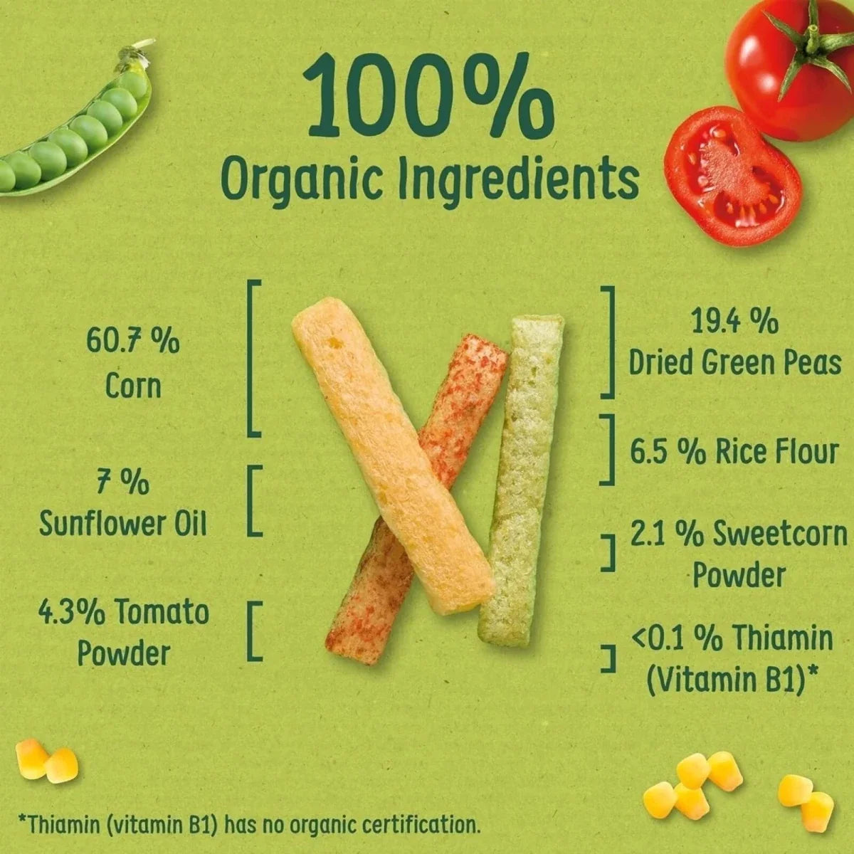 Organix Melty Veggie Sticks Puffs 7+ months 60g (4x15g)
