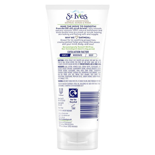 St. Ives Gentle Smoothing Oatmeal Scrub & Mask Exfoliating & Nourishing for All Skin Types 150 ml / 5.07 oz