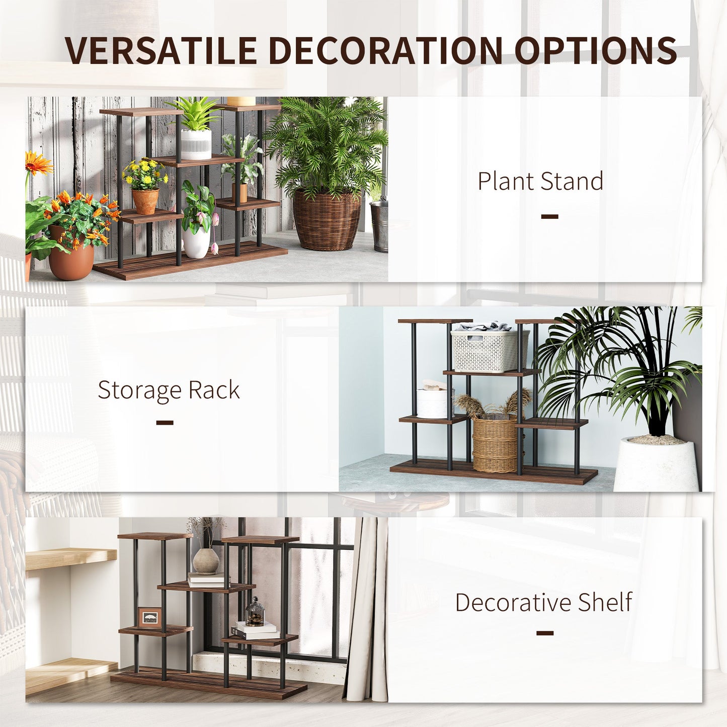 Outsunny 4 Tiered Metal Flower Shelf Display Rack, Carbonised Finish
